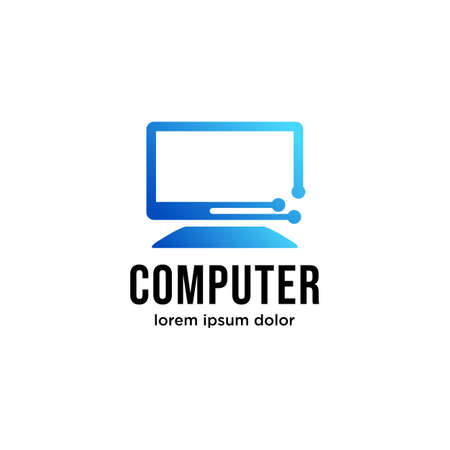 Vector computer logo. Monitor icon. abstract digital technology template. Illustration design of logotype business web marketing. Vector stock. Design inspirationのイラスト素材