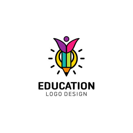 Education logo concept with graduation cap and stationary. Vector stock. Illustration graphic design.のイラスト素材