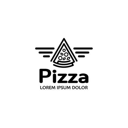 Pizza logo. Street food icon. Modern flat restaurant or cafe logotype. Vector design concept. fastfood sign illustrationのイラスト素材