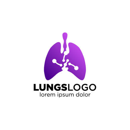 Lungs Logo Design Vector, Respiratory system icon. Gradation color style. Creative Symbol. design inspirationのイラスト素材