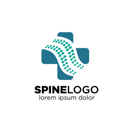 Spine Logo Clinic Medicine Backbone Health Illustration. Chiropractic Center Logo Icon Vector Stock. Design inspirationのイラスト素材