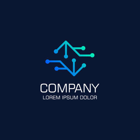 Techno logo. Digitial Technology Vector Design. Gradation style. Aplication icon. Design inspiration. Fit to your Digital media, Business, Company etcのイラスト素材