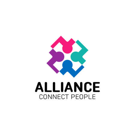 people group logo. Connecting partner teamwork. Unity, Alliance, Community friendship. successful family union recent vector. business symbols.のイラスト素材
