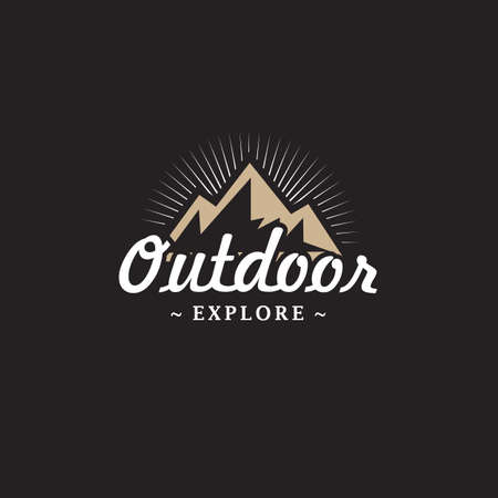 Logo Design Template Inspiration of Vintage Mountain , Vector Illustration, outdoor adventure retro logo design. Vector graphic for t shirt and other uses.のイラスト素材