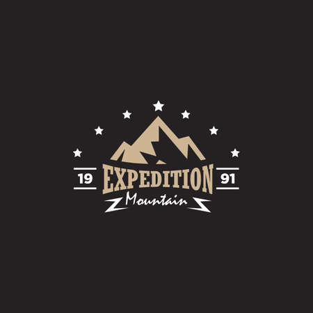 Logo Design Template Inspiration of Vintage Mountain , Vector Illustration, outdoor adventure retro logo design. Vector graphic for t shirt and other uses.のイラスト素材