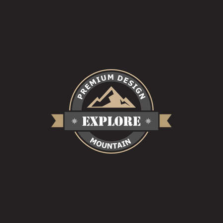 Logo Design Template Inspiration of Vintage Mountain , Vector Illustration, outdoor adventure retro logo design. Vector graphic for t shirt and other uses.のイラスト素材