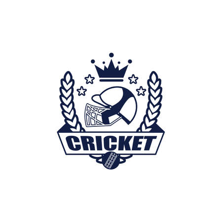 cricket logo. Sport badge, emblem team tournament template, vector. for design, advertisement, print web isolated on white backgroundのイラスト素材