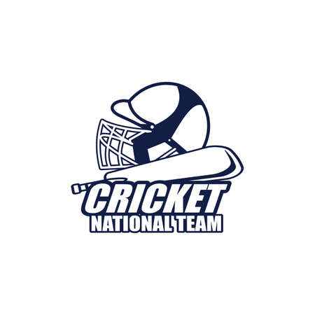 cricket logo. Sport badge, emblem team tournament template, vector. for design, advertisement, print web isolated on white backgroundのイラスト素材