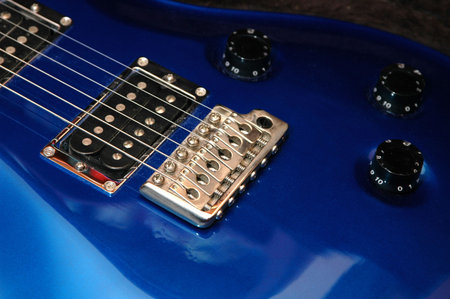 Blue Electric Guitar Closeup