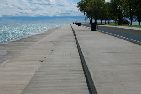 Concrete Steps Leading to the Waterの写真素材