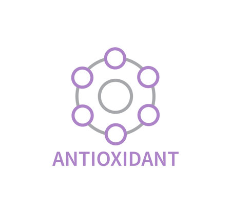Antioxidant Cosmetics Skincare and Nutrition Vector Line Iconのイラスト素材
