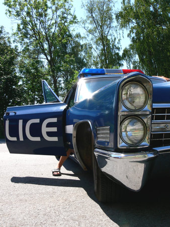 Classic american police car from the 70´sの写真素材