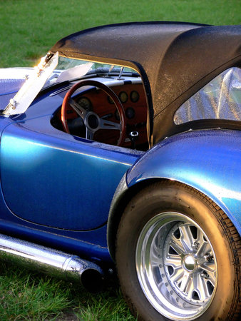 Closeup of the driving seat on a american vintage race car