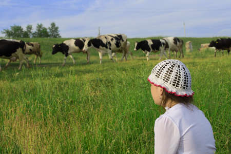 Children rest in nature on the lake in summerの写真素材