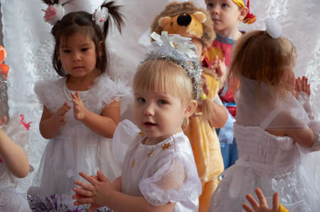Russia, Iskitim, kindergarten "Orlenok", desember 2014 year, children in kindergartenのeditorial素材