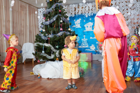 Russia, Iskitim, kindergarten "Orlenok", desember 2014 year, children in kindergartenのeditorial素材