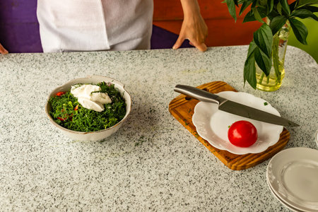 Preparation of healthy and tasty food from useful products. Ecological products guarantee of health...