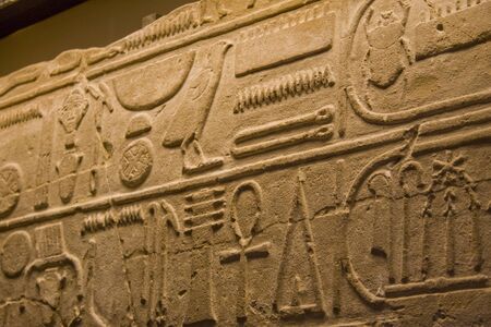 Close up of ancient Egyptian hieroglyphicsの写真素材