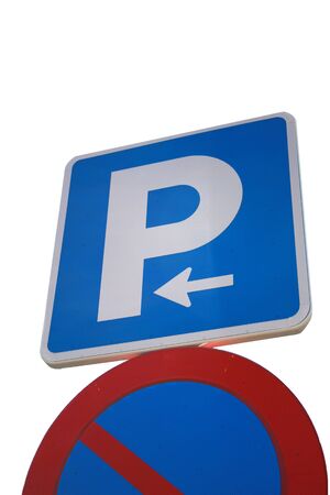 Parking sign on white backgroundの写真素材