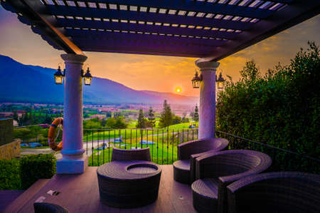 Village, Mountain and sunset/sunrise , thailandの写真素材