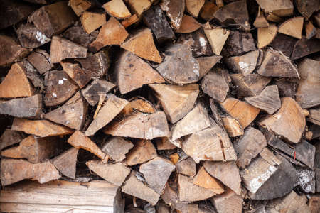 Firewood for the furnace. The woods are stacked.の写真素材