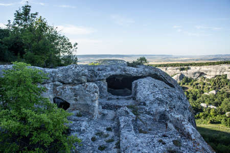 Cave city of ancient Christians. Byzantine construction.の写真素材