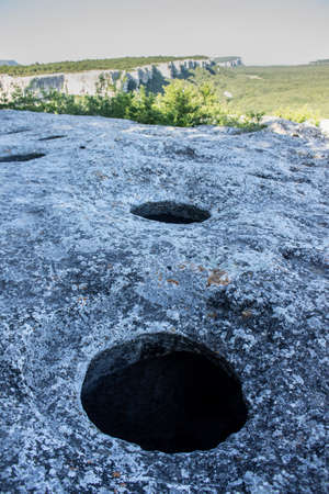 Cave city of ancient Christians. Byzantine construction.の写真素材