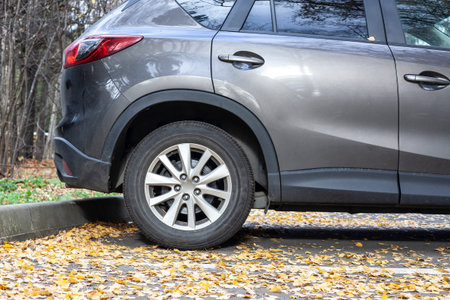 Car wheel. Tire inflation. Rubber for the winter.