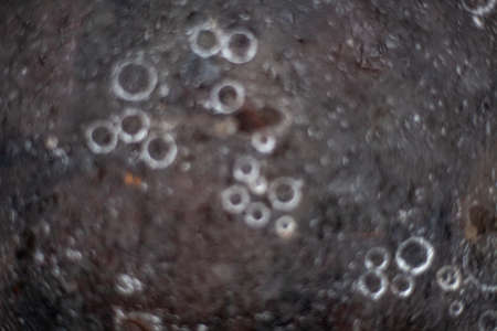 The texture of the ice with frozen air. Bubbles in the water. Background frosty freshness of white ice. Round air bubbles. The natural texture of a natural object.の写真素材