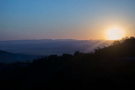 The sky at sunset. Sunset in the mountains. Beautiful evening in summer. Landscape photography.の写真素材