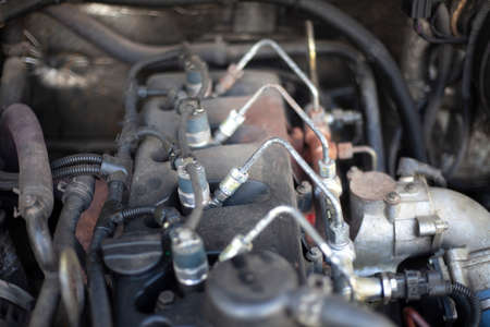 Car engine. The car under the hood. Engine device details.の写真素材