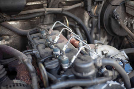 Car engine. The car under the hood. Engine device details.の写真素材