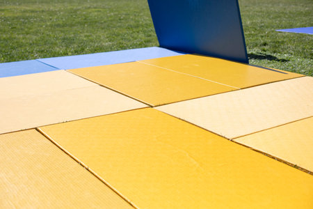 Sports mattas on the street. Mattas for wrestling. Training surface.