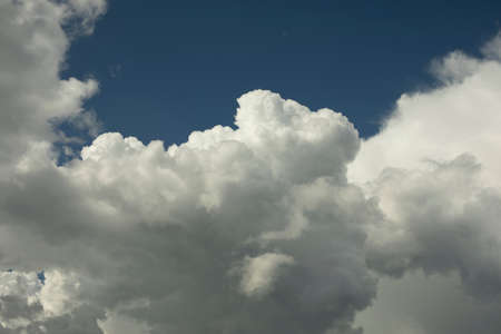 Clouds in the sky. Storm clouds. Bad weather outside. White cumulus clouds.の写真素材