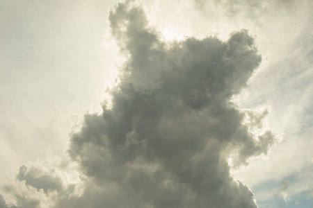 Thundercloud. Heavenly landscape on a summer day. Changeable weather.の写真素材