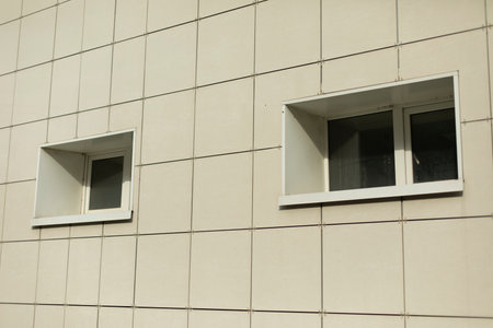 The wall of the building. The surface of the wall of the house. Construction of materials.の写真素材