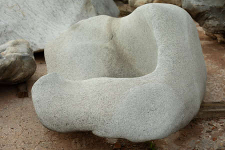 Big stone. Smooth stone to decorate the park. Big boulder.の写真素材