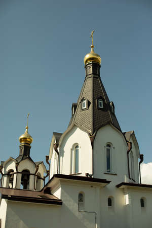 Orthodox church. Ancient building. Architecture of the church. Religious building. Details of Russian ancient architecture.の写真素材