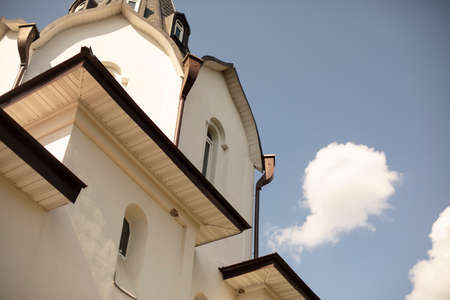 Orthodox church. Ancient building. Architecture of the church. Religious building. Details of Russian ancient architecture.の写真素材