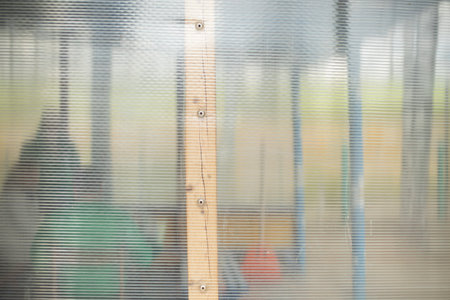 plastic wall. transparent plastic. Details of structure of veranda. wall surface.の写真素材