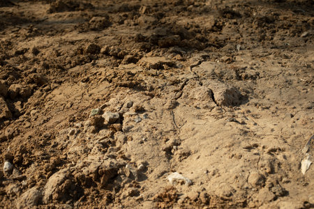dryland. excavated soil. construction site. Sand and clay.の写真素材