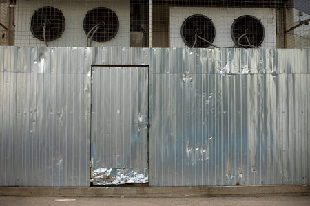 backyard store. industrial zone. technical structure. Cooling booth.の写真素材