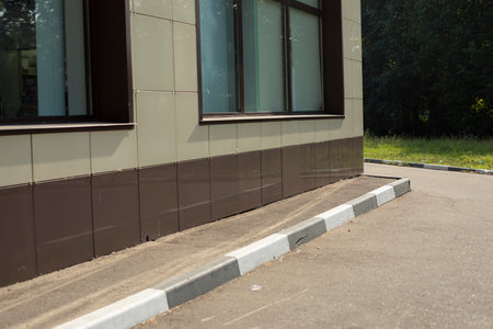 building in city. house in detail. urban building. wall of house.の写真素材