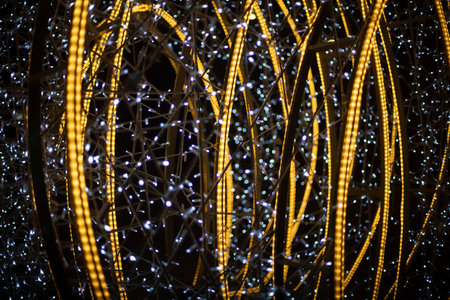 Texture of lights. LED light. background decoration for holiday. Beautiful design in the city.の写真素材