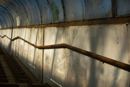 Handrail on stairs. lifting details. Stairs in city. infrastructure architecture.の写真素材
