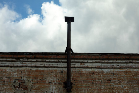 pipe on building. industrial building. Wall of bricks. industrial building.