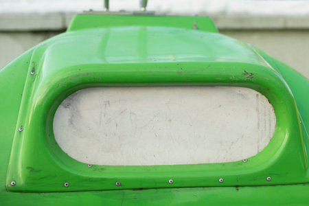 Green garbage container. Garbage can in city. Separate waste collection. plastic tank.の写真素材