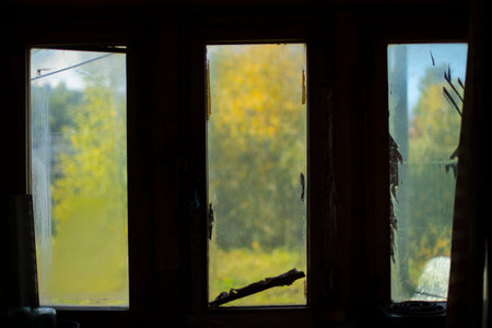 window silhouette. Window to outside. view from house. interior details.の写真素材