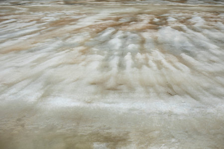 Melted snow on the lake. snowfield.