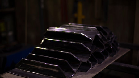 metal parts. Steel billets. metal workshop. Made templates for steel construction.